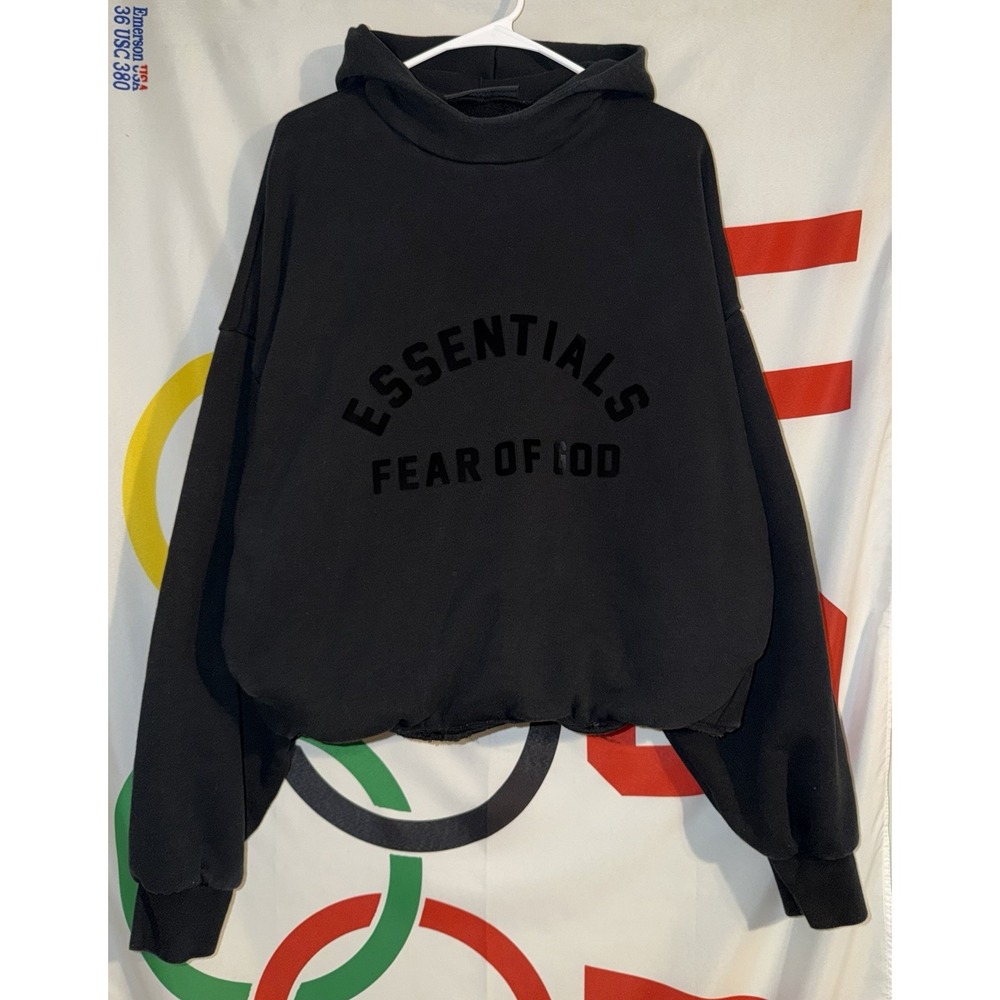Essentials Fear of God Hoodie Medium Black Cropped Heavyweight